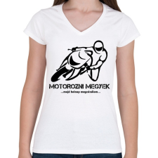 PRINTFASHION MOTOROZNI MEGYEK - Női V-nyakú póló - Fehér női póló