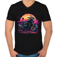 PRINTFASHION Motorsport - Férfi V-nyakú póló - Fekete férfi póló