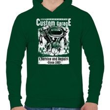 PRINTFASHION Motorszerelő - Férfi kapucnis pulóver - Sötétzöld férfi pulóver, kardigán