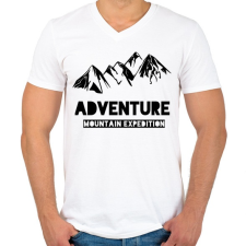 PRINTFASHION Mountain adventure - Férfi V-nyakú póló - Fehér férfi póló
