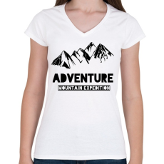 PRINTFASHION Mountain adventure  - Női V-nyakú póló - Fehér