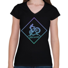 PRINTFASHION MOUNTAIN BIKE - Női V-nyakú póló - Fekete női póló