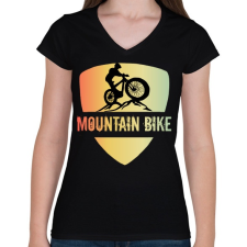 PRINTFASHION MOUNTAIN BIKE - Női V-nyakú póló - Fekete női póló