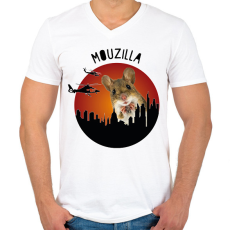 PRINTFASHION Mouzilla - Férfi V-nyakú póló - Fehér