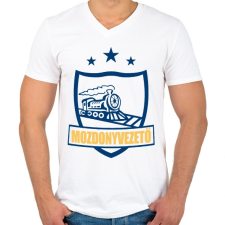 PRINTFASHION Mozdonyvezető - Férfi V-nyakú póló - Fehér férfi póló