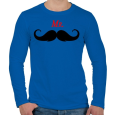 PRINTFASHION MR. Mustache - Férfi hosszú ujjú póló - Királykék