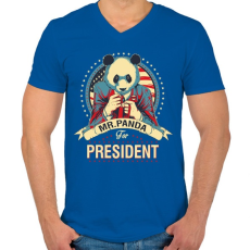 PRINTFASHION Mr. Panda - Férfi V-nyakú póló - Királykék