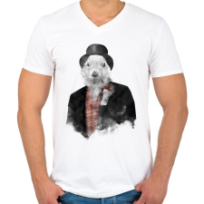 PRINTFASHION Mr Phil - Férfi V-nyakú póló - Fehér férfi póló