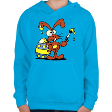 PRINTFASHION Mr. Rabbit fest - Gyerek kapucnis pulóver - Azúrkék gyerek pulóver, kardigán