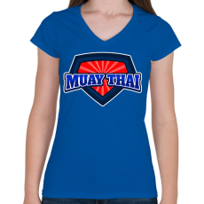 PRINTFASHION MUAY THAI 2 - Női V-nyakú póló - Királykék