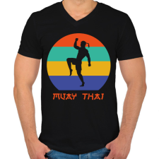 PRINTFASHION Muay Thai - Harcművészet - Férfi V-nyakú póló - Fekete férfi póló