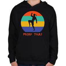 PRINTFASHION Muay Thai - Harcművészet - Gyerek kapucnis pulóver - Fekete