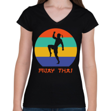 PRINTFASHION Muay Thai - Harcművészet - Női V-nyakú póló - Fekete női póló