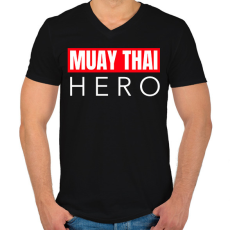 PRINTFASHION MUAY THAI HERO - Férfi V-nyakú póló - Fekete