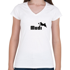 PRINTFASHION Mudi- kutyás minta - Női V-nyakú póló - Fehér