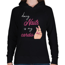 PRINTFASHION Műkörmös - Női kapucnis pulóver - Fekete