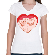 PRINTFASHION Műkörmös - Női V-nyakú póló - Fehér