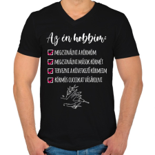 PRINTFASHION Műköröm - Férfi V-nyakú póló - Fekete férfi póló