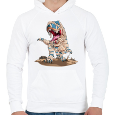PRINTFASHION Mumia T-rex - Férfi kapucnis pulóver - Fehér férfi pulóver, kardigán