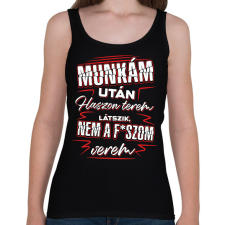 PRINTFASHION Munkám után haszon PIROS - Női atléta - Fekete női trikó