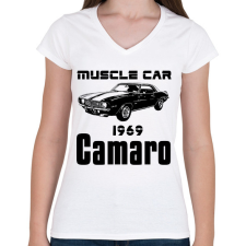 PRINTFASHION muscle car 1969 camaro - Női V-nyakú póló - Fehér női póló
