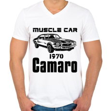 PRINTFASHION muscle car 1970 camaro - Férfi V-nyakú póló - Fehér