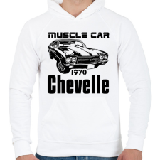 PRINTFASHION muscle car 1970 chevelle - Férfi kapucnis pulóver - Fehér férfi pulóver, kardigán