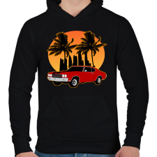 PRINTFASHION Muscle car - Férfi kapucnis pulóver - Fekete férfi pulóver, kardigán