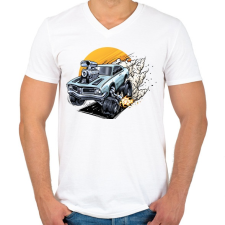 PRINTFASHION muscle-car - Férfi V-nyakú póló - Fehér férfi póló