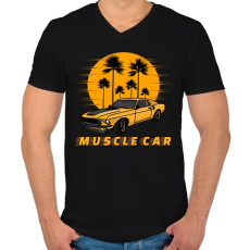 PRINTFASHION muscle car - Férfi V-nyakú póló - Fekete