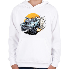 PRINTFASHION muscle-car - Gyerek kapucnis pulóver - Fehér