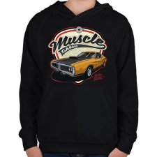 PRINTFASHION muscle car - Gyerek kapucnis pulóver - Fekete gyerek pulóver, kardigán