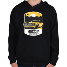 PRINTFASHION Muscle car - Gyerek kapucnis pulóver - Fekete