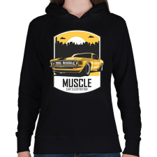 PRINTFASHION Muscle car - Női kapucnis pulóver - Fekete női pulóver, kardigán