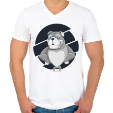 PRINTFASHION Muscle dog - Férfi V-nyakú póló - Fehér