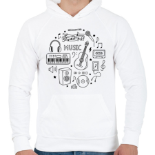 PRINTFASHION music - Férfi kapucnis pulóver - Fehér férfi pulóver, kardigán