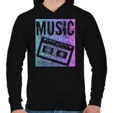 PRINTFASHION music - Férfi kapucnis pulóver - Fekete férfi pulóver, kardigán