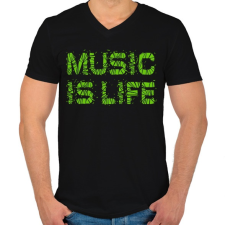 PRINTFASHION Music is life - Férfi V-nyakú póló - Fekete férfi póló
