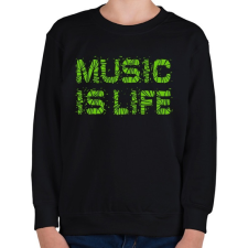 PRINTFASHION Music is life - Gyerek pulóver - Fekete gyerek pulóver, kardigán