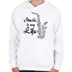 PRINTFASHION music is my life - Gyerek kapucnis pulóver - Fehér