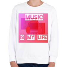 PRINTFASHION music is my life - Gyerek pulóver - Fehér gyerek pulóver, kardigán