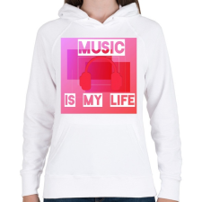 PRINTFASHION music is my life - Női kapucnis pulóver - Fehér női pulóver, kardigán