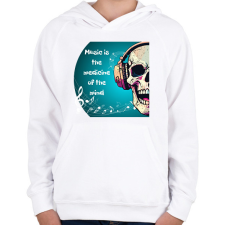 PRINTFASHION Music is the medicine - Gyerek kapucnis pulóver - Fehér gyerek pulóver, kardigán
