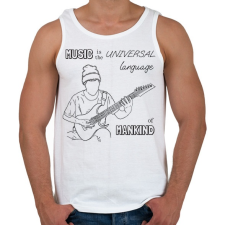 PRINTFASHION Music is the universal language - Férfi atléta - Fehér atléta, trikó