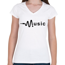 PRINTFASHION music - Női V-nyakú póló - Fehér női póló