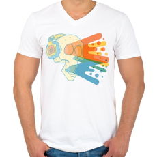 PRINTFASHION Musiclover - Férfi V-nyakú póló - Fehér