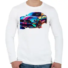 PRINTFASHION Mustang  - Férfi hosszú ujjú póló - Fehér férfi póló