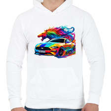 PRINTFASHION Mustang - Férfi kapucnis pulóver - Fehér férfi pulóver, kardigán