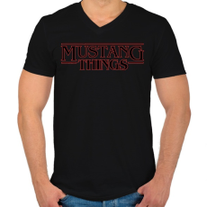 PRINTFASHION Mustang Things - Férfi V-nyakú póló - Fekete