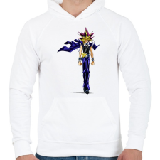 PRINTFASHION Muto Yugi - Férfi kapucnis pulóver - Fehér férfi pulóver, kardigán